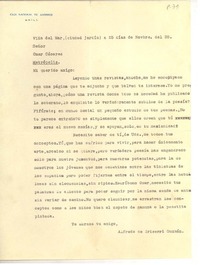 [Carta] 1935 nov. 25, Viña del Mar, Chile [a] Luis Omar Cáceres, Santiago, Chile