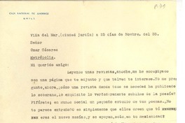 [Carta] 1935 nov. 25, Viña del Mar, Chile [a] Luis Omar Cáceres, Santiago, Chile