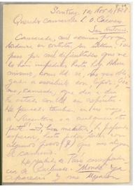 [Carta] 1928 nov. 1, Santiago, Chile [a] Luis Omar Cáceres, San Antonio, Chile