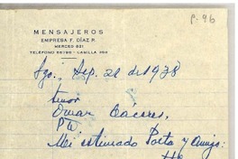 [Carta] 1938 sep. 21, Santiago, Chile [a] Omar Cáceres
