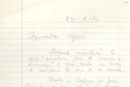 [Carta] 1977 oct. 27, [Santiago], Chile [a] Alfonso Calderón