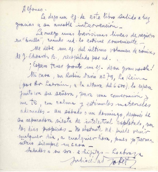 [Carta] [c.1970], Santiago, Chilel [a] Alfonso Calderón