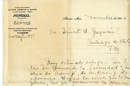 [Carta] 1914 diciembre, Buenos Aires, Argentina [a] Ernesto A. Guzmán