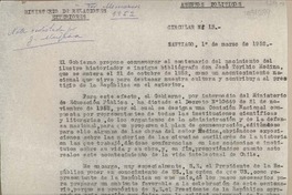 [Circular N°13] 1952 marzo 1, Santiago, Chile [a] Juan Mujica de la Fuente