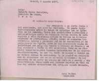 [Carta] 1957 agosto 6, Madrid, España [a] Rodolfo Opazo Bernales, Roma, Italia