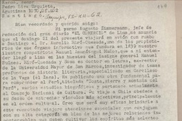 [Carta] 1962 diciembre 13, Arequipa, Perú [a] Pedro Lira Urquieta, Santiago, Chile