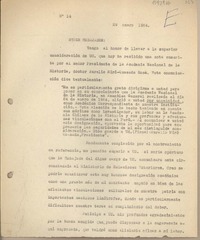 [Oficio consular N°14] 1964 enero 29, Lima, Perú [al] Embajador de Chile en Lima, Perú