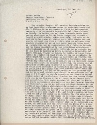 [Carta] 1960 febrero 15, Santiago, Chile [a] Sergio Fernández Larraín, Madrid, España