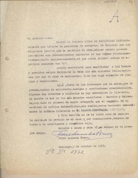 [Carta] 1963 octubre 3, Santiago, Chile [a] Juan Mujica de la Fuente, Lima, Perú