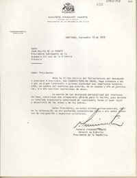 [Carta] 1979 noviembre 19, Santiago, Chile [a] Juan Mujica, Academia Chilena de la Historia