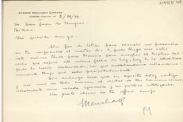 [Carta] 1951 marzo 2, Neguri, España [a] Juan Mujica de la Fuente, Bilbao