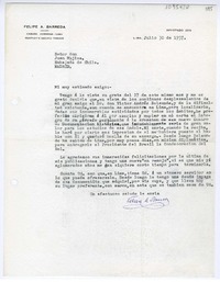[Carta] 1957 julio 30, Lima, Perú [a] Juan Mujica de la Fuente, Madrid, España