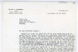 [Carta] 1957 julio 30, Lima, Perú [a] Juan Mujica de la Fuente, Madrid, España