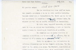 [Carta] 1950 abril 24, Buenos Aires, Argentina [a] Juan Mujica de la Fuente, Bilbao, España