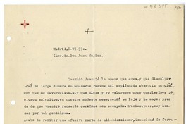 [Carta] 1950 junio 8, Madrid, España [a] Juan Mujica de la Fuente, Bilbao