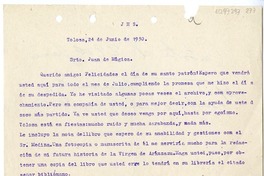 [Carta] 1930 junio 24, Tolosa, España [a] Juan Mujica de la Fuente