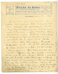 [Carta] 1932 agosto 22, Santander, España [a] Juan Mujica de la Fuente