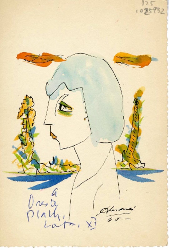[Tarjeta] 1965 noviembre, Antofagasta, [Chile] [a] Oreste Plath  [manuscrito] Andrés Sabella.