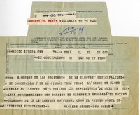 [Telegrama] 1971 octubre 22, Concepción, Chile [a] Pablo Neruda  [manuscrito] Alcalde de Concepción.