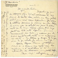 [Carta] [1950] martes 13, Santiago, Chile [a] Pedro Olmos  [manuscrito] Ernesto Montenegro.