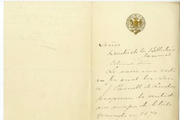 [Carta] [1910] Valparaíso, Chile [a] Biblioteca Nacional de Chile  [manuscrito] Jorge Montt Álvarez.
