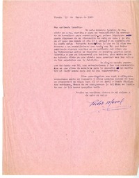 [Carta] 1960 marzo 15, Vicuña, Chile [a] Laura Rodig  [manuscrito] Pedro Moral.