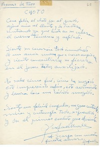 Poemas de toro  [manuscrito] Rafael Morales.