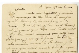[Carta] [1914] enero 20, Iquique, Chile [a] Julio Munizaga  [manuscrito] María Monvel.
