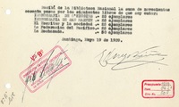 [Recibo] 1939 mayo 19, Santiago, Chile [a] Biblioteca Nacional de Chile  [manuscrito] Eugenio Orrego Vicuña.