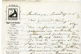 [Carta] 1918 enero 29, Santiago, Chile [a] Pedro Prado  [manuscrito] Julio Ortíz de Zárate.