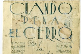 Cuando pena el cerro  [manuscrito] Arturo Ossandón de la Peña.