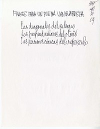 Frases para un poema vanguardista  [manuscrito] Nicanor Parra.