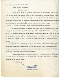 [Carta] 1965 noviembre 10, Buenos Aires, Argentina [a] Enrique Lafourcade  [manuscrito] Federico Peltzer.