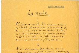 La noche  [manuscrito] Pedro Pérez-Clotet.