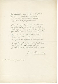 [No lobanillos son...]  [manuscrito] Juan Pérez-Creus.