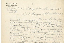 [Carta] 1948 junio 8, Santiago, Chile [a] Roque Esteban Scarpa  [manuscrito] Justo Pérez de Urbel.