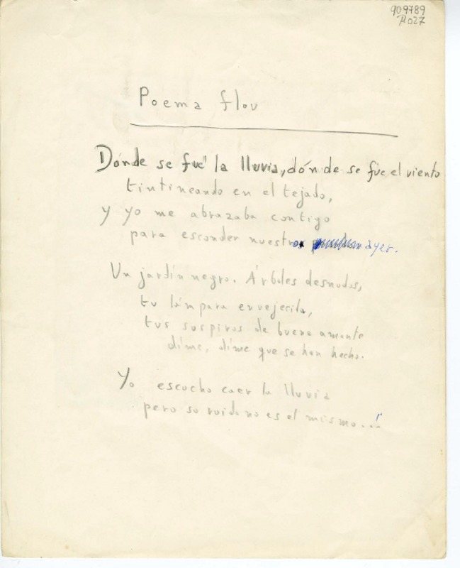 Poema flor  [manuscrito] Jorge Teillier.