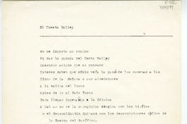El cometa Halley  [manuscrito] Jorge Teillier.