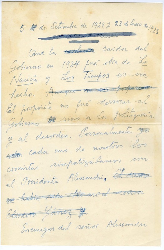 5 de septiembre de 1924 y 28 de enero de 1925  [manuscrito] Joaquín Edwards Bello.