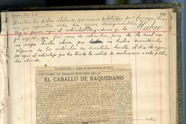 El caballo de Baquedano  [manuscrito] Joaquín Edwards Bello.