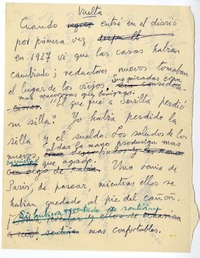 Vuelta  [manuscrito] Joaquín Edwards Bello.