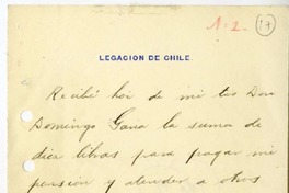 [Recibo] 1905 diciembre 27, Londres, Inglaterra, [Chile] [a] Domingo Gana  [manuscrito] Joaquín Edwards Bello