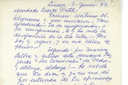 [Carta] 1977 junio 3, Linares, Chile [a] Oreste Plath  [manuscrito] Emma Jauch.