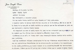 [Carta] 1975 julio 12, Mendoza, Argentina [a] Oreste Plath, Santiago, Chile  [manuscrito] Juan Draghi Lucero.
