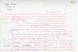 [Carta] 1963 mayo 12, Guayaquil, Ecuador [a] Oreste Plath, Santiago, Chile  [manuscrito] Justino Cornejo.