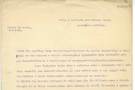 [Carta] 1951 febrero 6, Cidade do Natal, [Brasil] [a] Oreste Plath, Santiago, Chile  [manuscrito] Luis da Câmara Cascudo.