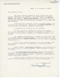 [Carta] 1962 febrero. 14, Quito, Ecuador [a] Oreste Plath  [manuscrito] Paulo de Carvalho Neto.