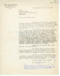 [Carta] 1977 junio 17, Linares, Chile [a] Oreste Plath  [manuscrito] Manuel Francisco Mesa Seco.