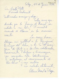 [Carta] 1978 junio 10, Santiago, Chile [a] Oreste Plath  [manuscrito] Alicia Morel.