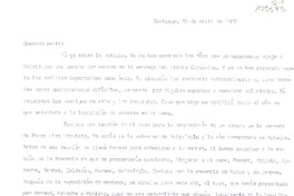 [Carta] 1982 abril 15, Santiago, Chile [a] Oreste Plath  [manuscrito] Roque Esteban Scarpa.